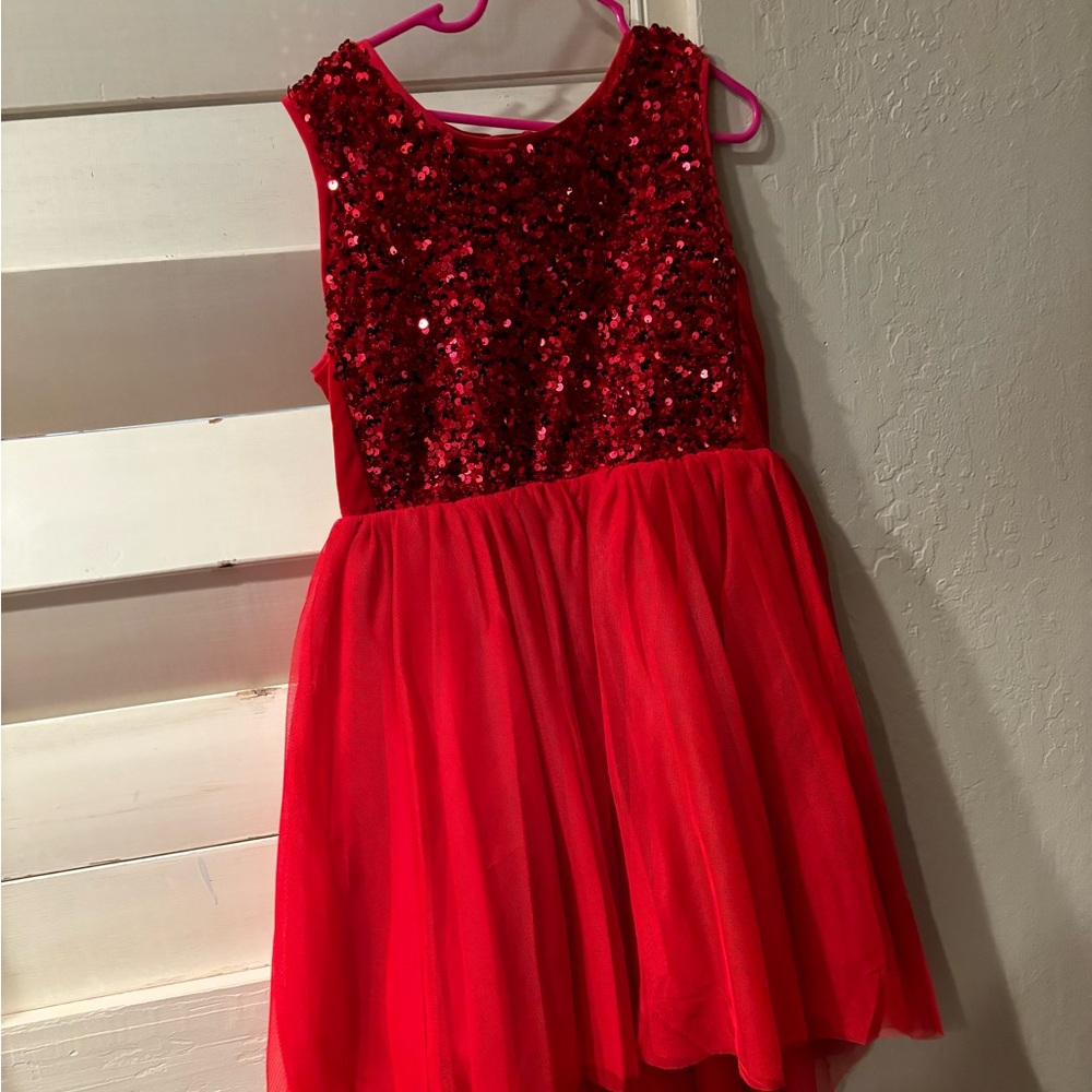 Girls Sequin Tulle Sleeveless Red Dress Cat & Jack Size 7/8 - Picture 2 of 2